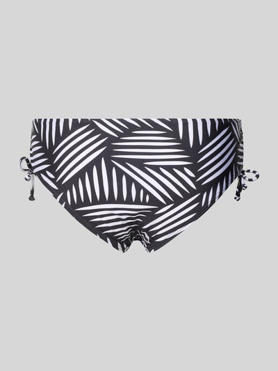 Produktfoto, Bikinihose mit seitlichen Raffungen Modell 'Liv' von LASCANA im Allover-Look, schwarz-weißes Blattmuster, glatte Textur, Stretch-Material