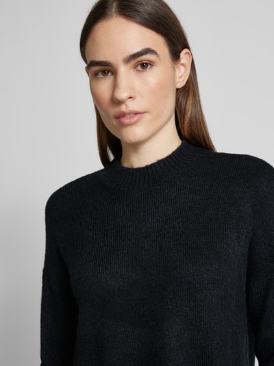 Vero Moda Oversized Strickpullover mit Stehkragen Modell 'LEFILE' Black 3