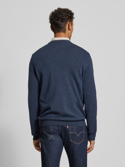 Gant Strickpullover aus reiner Lammwolle mit gerippten Abschlüssen Marine Melange 5