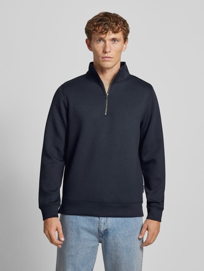 Casual Friday Sweatshirt met opstaande kraag, model 'Sebastian' Marineblauw - 4