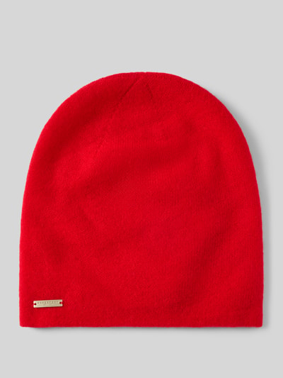 Produktfoto, Doppelt gestrickte Beanie aus reinem Kaschmir van Seeberger in rood met Labeldetail in metallic, tricotlook, dames beanie
