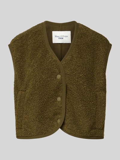 Marc O'Polo Denim Boxy Fit Teddyfell-Weste mit Druckknopfleiste Oliv 2