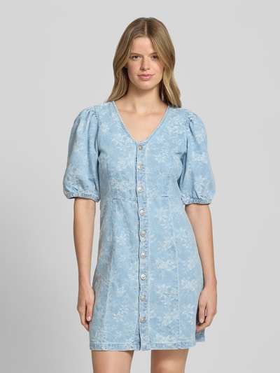 Pieces Sukienka jeansowa taliowana z czystej bawełny model ‘FELINE’ Jasnoniebieski 4