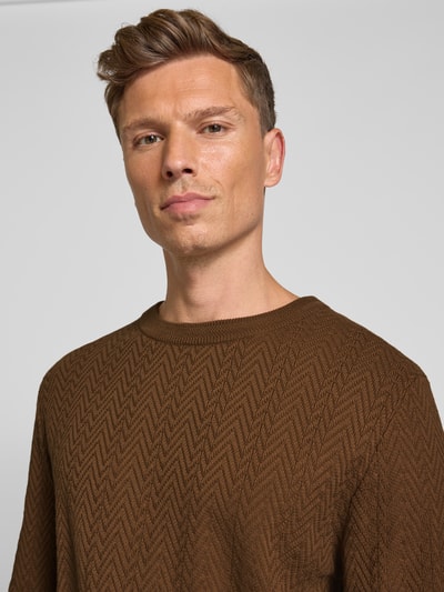 HUGO Regular Fit Strickpullover aus reiner Baumwolle Modell 'SIMO' Mittelbraun 3