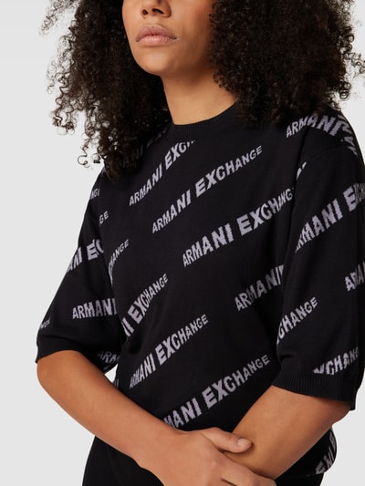 ARMANI EXCHANGE Gebreide jurk met all-over logo Zwart - 3