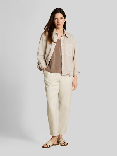 Tom Tailor Loose Fit T-Shirt mit Lochmuster Taupe 1