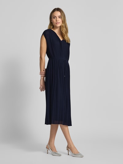 comma Midikleid mit Plisseefalten Marine 1