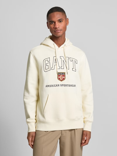 Gant Hoodie mit Label-Print Offwhite 4