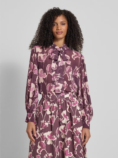 Jake*s Collection Hemdbluse mit Knopfleiste Aubergine 4