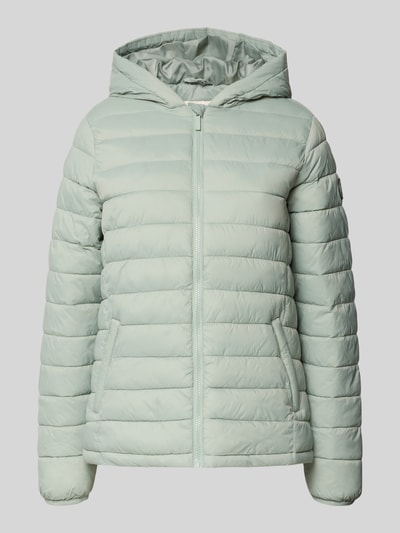 Produktfoto, lichtgroene Steppjacke met capuchon model 'THELMA' van CARS JEANS, regular fit, rits, steekzakken, dames