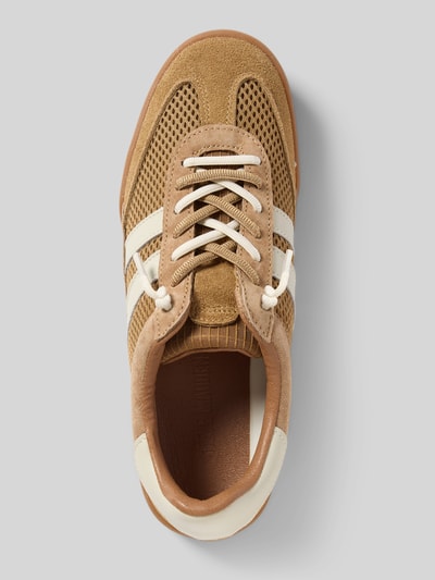Produktfoto, Sneaker aus Leder-Textil-Mix Modell 'Verdict' von Steve Madden in Braun mit abgerundeter Spitze, Schnürung, Gummisohle, Damen Sneaker, strukturierte Oberfläche, Absatzhöhe 3 cm, Schafthöhe 7 cm, Schaftweite 8 cm