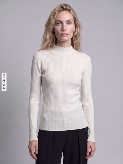 Jake*s Collection Sweter półgolf o kroju slim fit z czystej wełny Złamany biały 4