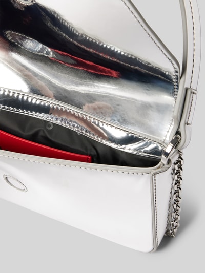 HUGO Clutch mit Label-Applikation Modell 'Mel' Silber 5