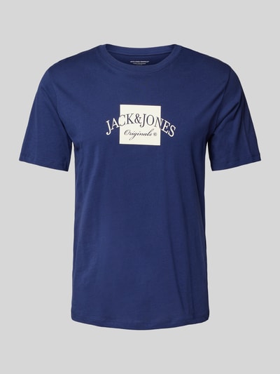 Jack & Jones T-shirt z nadrukiem z logo model ‘BOSTON’ Ciemnoniebieski 2