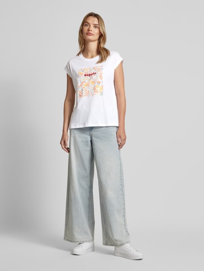 Esprit T-Shirt mit Label-Print Weiss 1