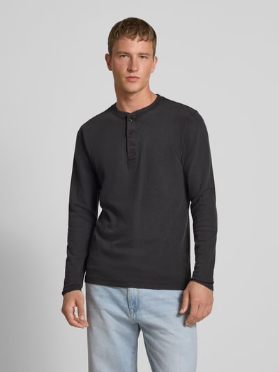 Superdry Longsleeve mit Strukturmuster und Knopfleiste Black 4