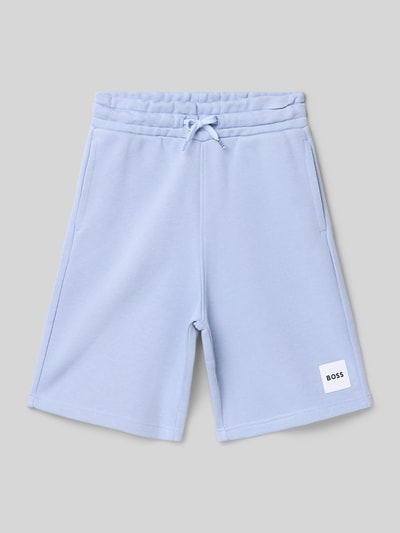 Produktfoto, Regular Fit Sweatshorts mit Tunnelzug van BOSS in effen kleuren met labelpatch, steekzakken, elastische band, katoenmix