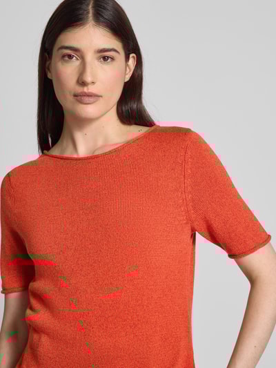 Marc O'Polo Regular fit gebreide pullover van een mix van katoen en linnen Oranje - 3