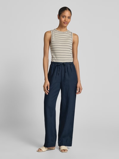 Marc O'Polo Loose fit linnen broek in joggingbroeklook Marineblauw - 1
