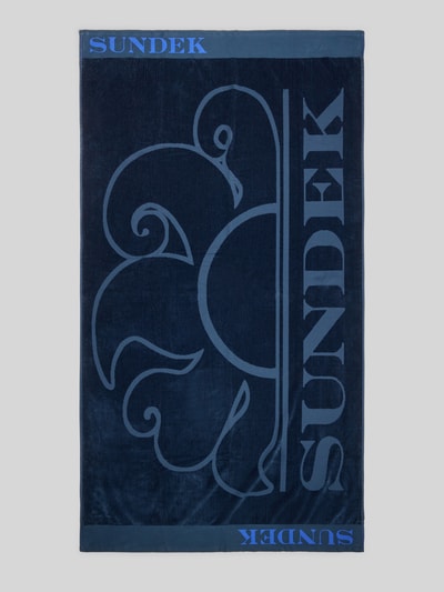 Produktfoto, Strandtuch mit Logo- und Motiv-Print von Sundek in Dunkelblau, Rechteckige Form, Reine Baumwolle, Maße 97 cm x 188 cm