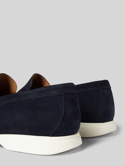 BOSS Mocassins van leer met labeldetail, model 'Noel' Marineblauw - 2