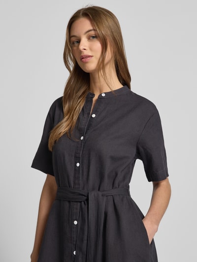 MSCH Copenhagen Knielanges Leinenkleid mit Stehkragen Modell 'Pennie Ginia' Anthrazit 3