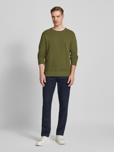 Tommy Hilfiger Gebreide pullover met ronde hals Olijfgroen - 1