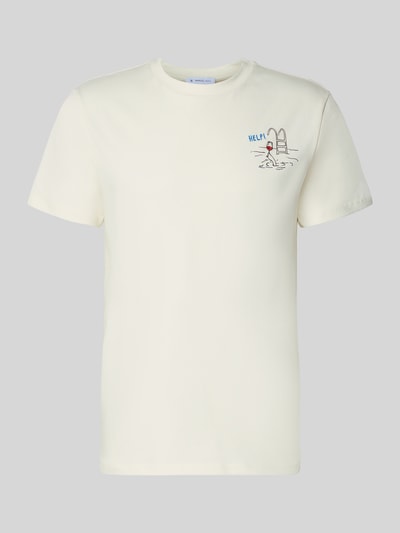 Produktfoto, T-Shirt mit Motiv-Print und Rundhalsausschnitt von Manuel Ritz, reine Baumwolle, Regular Fit, Rückenlänge 36 cm, cremefarben