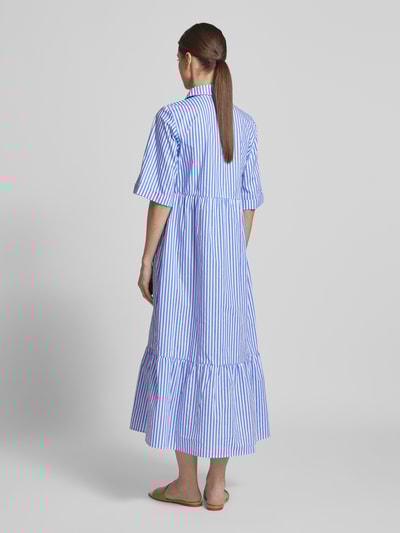 Christian Berg Woman Overhemdjurk in laagjeslook met V-hals Bleu - 5