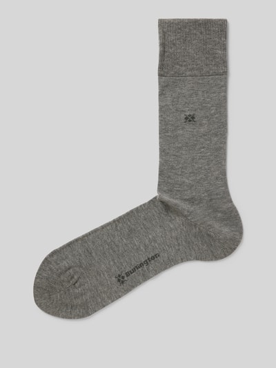 Burlington Socken mit Label-Print Modell 'Dublin' Mittelgrau 1