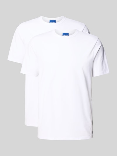 Produktfoto, Regular Fit T-Shirt-Set aus Baumwoll-Mix Modell 'NAOLO' von HUGO Blue, weiß, kurzarm, unifarben, 2er-Pack, Jersey-Textur