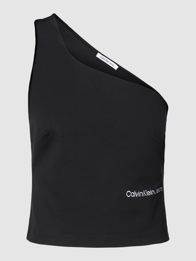 Calvin Klein Jeans Crop Top mit One-Shoulder-Träger Black 2