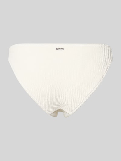 Produktfoto, Bikini-Hose mit Strukturmuster von Marc O'Polo in Uni-Creme mit Label-Applikation, Jersey-Stretch, strukturierte Oberfläche