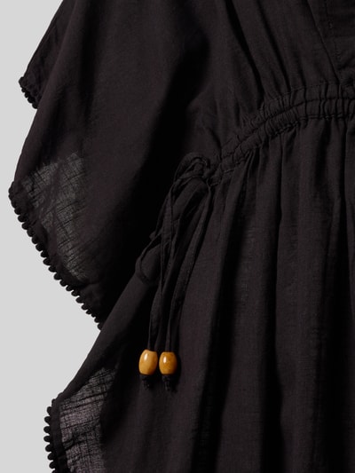 Produktfoto, Kaftan aus Baumwolle mit V-Ausschnitt von Jake*s Casual, schwarze Reine Baumwolle, Taillierter Schnitt, Tunnelzug, strukturierte Textur