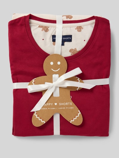 Happy Shorts Pyjama met ronde hals, model 'XMAS' Bordeaux - 4