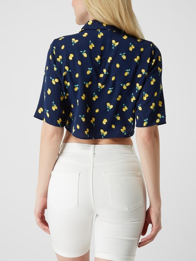 Noisy May Korte blouse met knoopdetail, model 'Joe' Marineblauw - 5