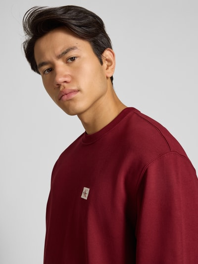 Calvin Klein Jeans Regular Fit Sweatshirt mit Logo-Patch Modell 'Terry' Bordeaux 3