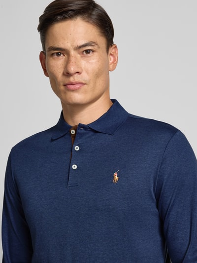 Polo Ralph Lauren Slim Fit Poloshirt in Logo-Stitching Dunkelblau 3