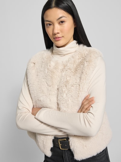 Milano Italy Gilet van imitatiebont met ronde hals Offwhite - 3