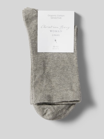 Christian Berg Woman Socken mit Label-Detail im 2er-Pack Mittelgrau Melange 3