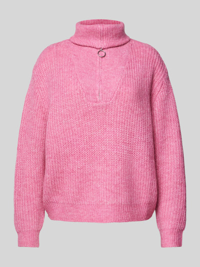 Only Regular Fit Strickpullover mit Troyer-Kragen Modell 'BAKER' Pink 2