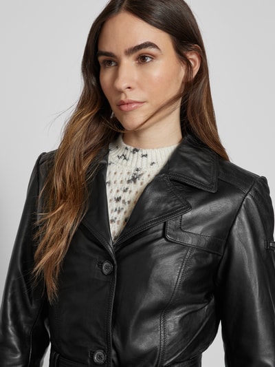 Cabrini Lederjacke mit Bindegürtel Black 3