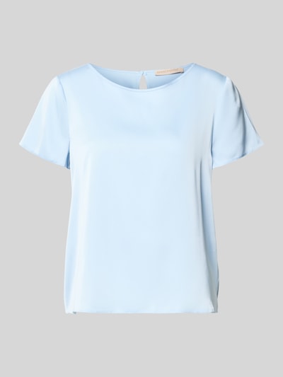 Produktfoto, Blusenshirt mit Rundhalsausschnitt und abgerundetem Saum von Rinascimento, hellblau, glatte Oberfläche, Loose Fit, Material-Mix mit Stretch-Anteil