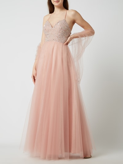 Luxuar Sukienka wieczorowa z siateczki Różowy 4