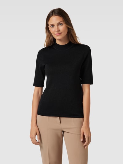 Selected Sweter z dzianiny z rękawem o dł. 1/2 model ‘LURA’ Czarny 4