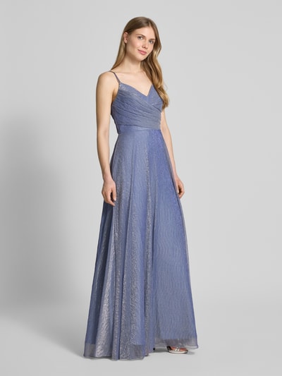 Unique Abendkleid mit Spaghettiträgern und V-Ausschnitt Hellblau 1