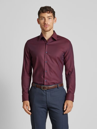 BOSS Slim fit zakelijk overhemd met extra lange mouwen, model 'Hank' Bordeaux - 4