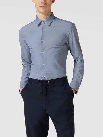 BOSS Slim Fit Business-Hemd mit Allover-Muster Marineblau 4