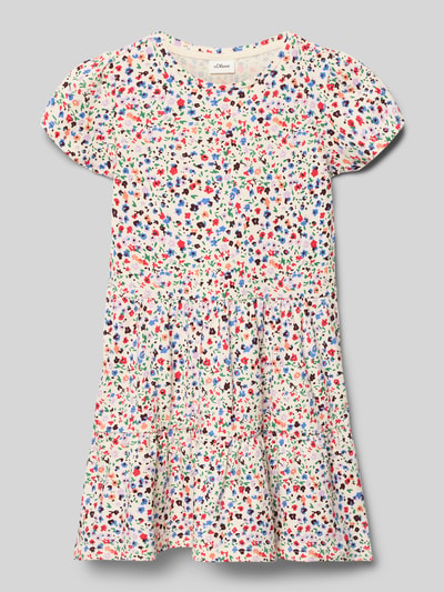 Produktfoto, Leicht ausgestelltes Freizeitkleid aus Baumwoll-Mix von s.Oliver RED LABEL in kleurrijke bloemenprint, aansluitende fit, ronde hals, korte mouw