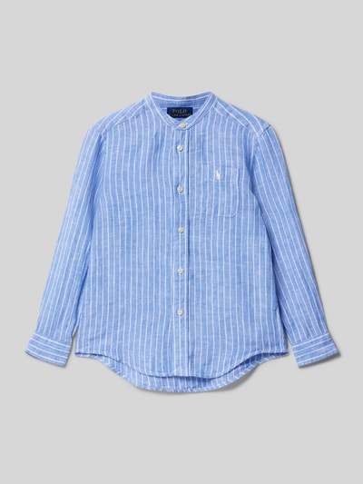 Polo Ralph Lauren Kids Regular Fit Hemd aus Leinen mit Label-Stitching Modell 'POSTBOY' Marine 1